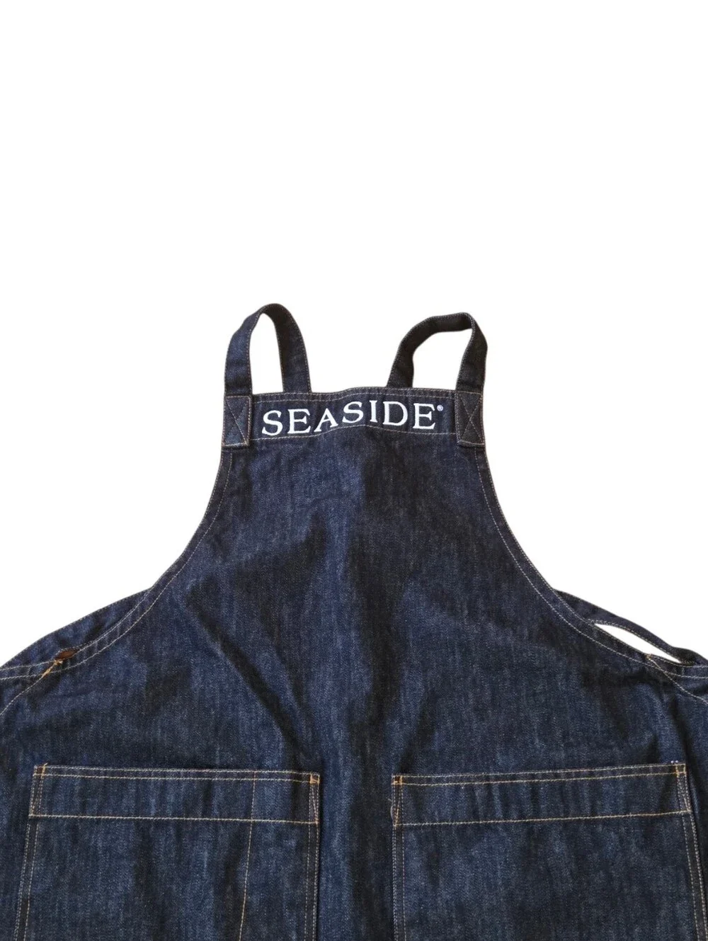 Seaside Florida Bib Apron Indigo Denim Embroidered